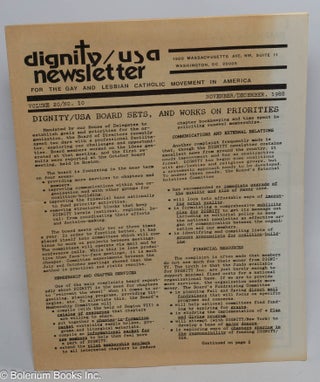 Cat.No: 310311 Dignity/USA newsletter: vol. 20, #10, Nov./Dec. 1988: Board Sets & Works...