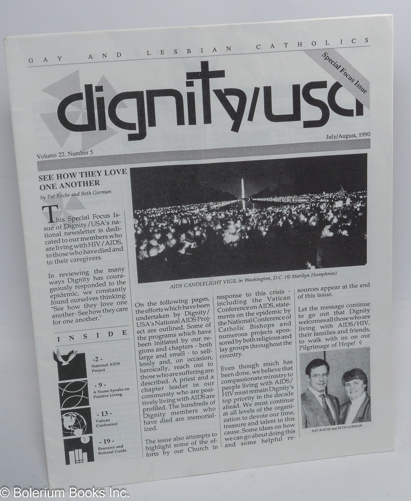 Patrick Roche Books Dignity/USA newsletter: vol. 22, #5, July/August 1990: AIDS Candlelight ...