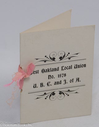Cat.No: 310707 West Oakland Local Union No. 1578 U.B.C. and J. of A