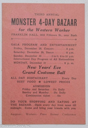 Cat.No: 310846 Third annual monster 4-Day Bazaar for the Western Worker