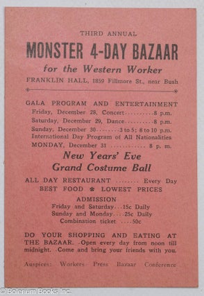 Cat.No: 310846 Third annual monster 4-Day Bazaar for the Western Worker