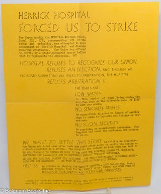 Cat.No: 310869 Herrick Hospital Forced Us to Strike [handbill