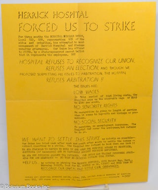 Cat.No: 310869 Herrick Hospital Forced Us to Strike [handbill