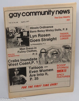 Cat.No: 311050 GCN - Gay Community News: the gay weekly; vol. 4, #40, April 2, 1977: Lyn...