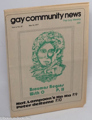 Cat.No: 311054 GCN - Gay Community News: the gay weekly; vol. 4, #47, May 21, 1977:...