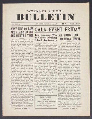 Cat.No: 311900 Workers School Bulletin. Vol. 7 no. 3 (December 12, 1938