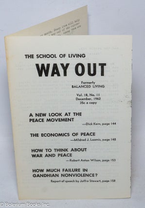 Cat.No: 312113 The school of living, Way Out, vol. 18, no. 11 (December 1962). Ralph Borsodi