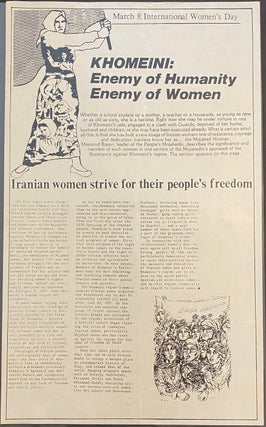 Cat.No: 312180 Khomeini: enemy of humanity, enemy of women [handbill