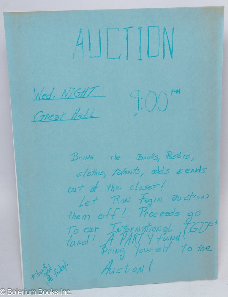 Cat.No: 312412 Auction, Wed. Great Hall, 9:00 PM [handbill]