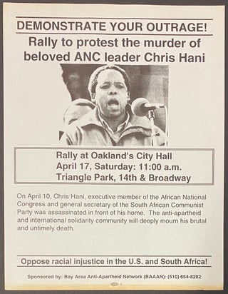 Cat.No: 312430 Demonstrate your outrage! Rally to protest the murder of beloved ANC...