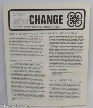InterCHANGE: the newsletter of the National Gay Student Center; vol