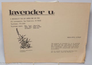 Cat.No: 312907 Lavender U: a university for gay women and gay men; March-April catalog