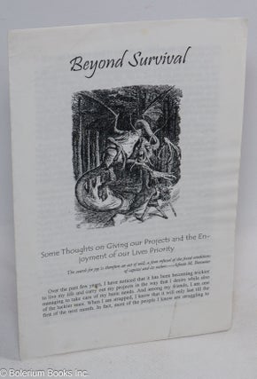 Cat.No: 312930 Beyond survival; some thoughts on giving our projects and enjoyment of our...