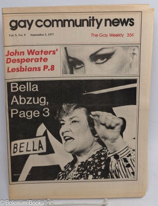 Cat.No: 313109 GCN: Gay Community News; the gay weekly; vol. 5, #9, September 3, 1977:...