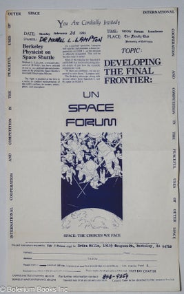 Cat.No: 313601 UN Space Forum, topic: developing the final frontier [handbill