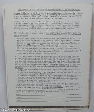 Cat.No: 313605 Chain letter to stop the dredging and development of the Russian River!