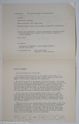Cat.No: 313611 A Discussion: "The Need for Peace and Freedom Now" [handbill