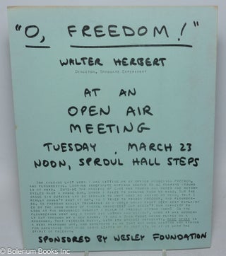 Cat.No: 313619 "O, Freedom!" Walter Herbert [handbill]. Walter Herbert