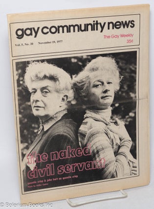 Cat.No: 313631 GCN: Gay Community News; the gay weekly; vol. 5, #20, November 19, 1977:...