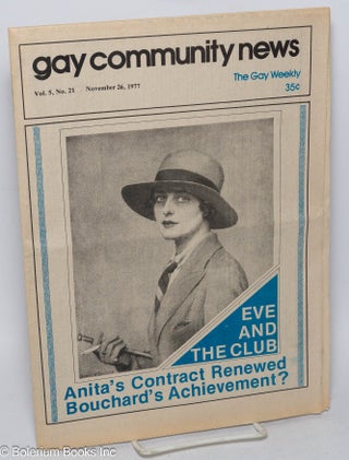 Cat.No: 313632 GCN: Gay Community News; the gay weekly; vol. 5, #21, November 26, 1977:...