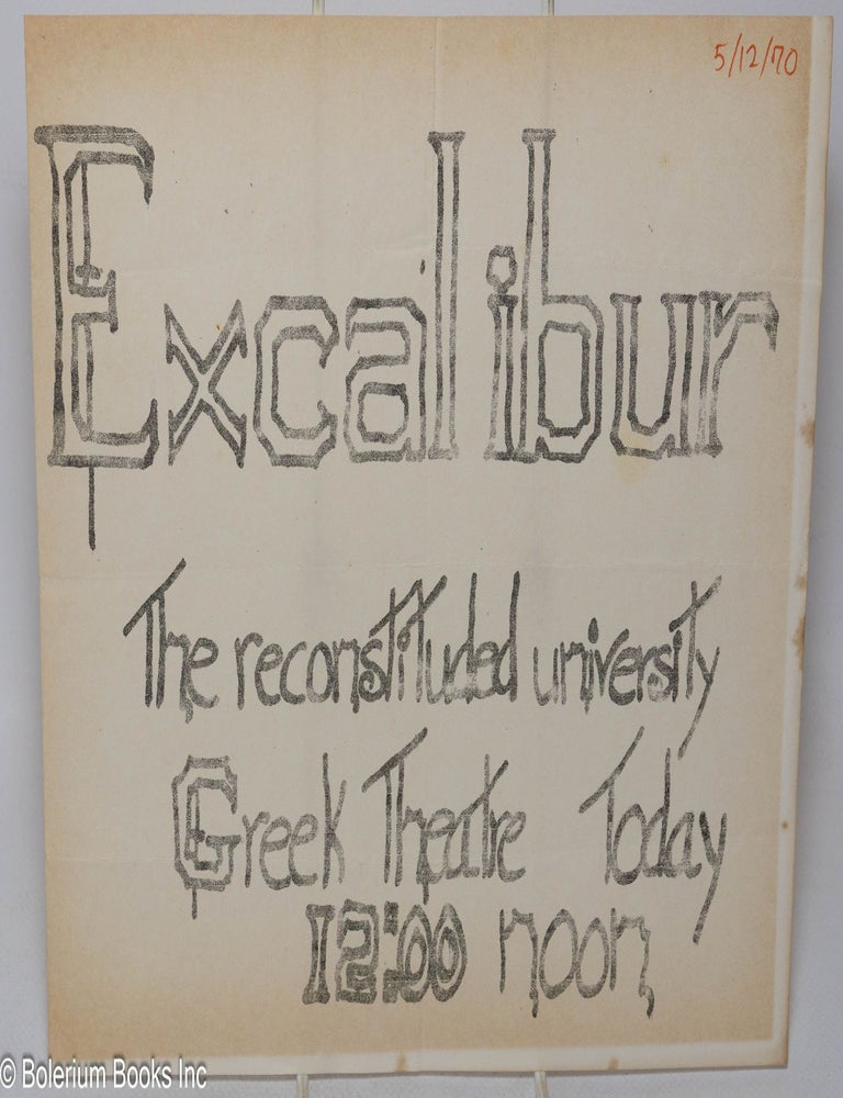 Cat.No: 313651 Excalibur, the reconstituted university [handbill]