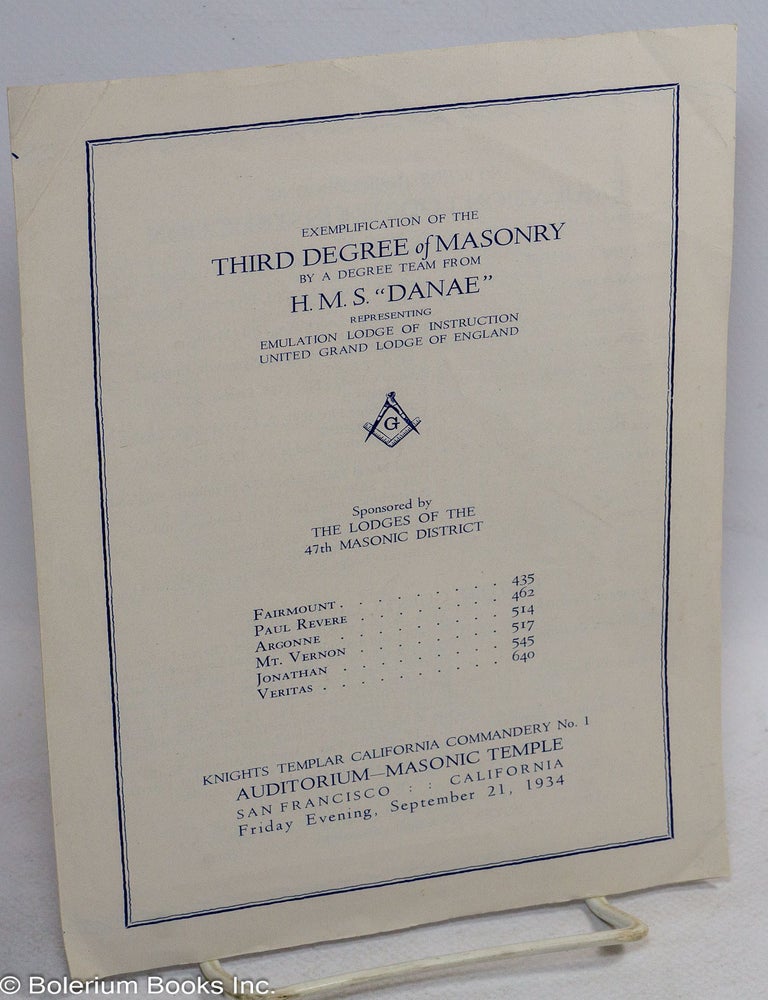 Cat.No: 313699 Exemplification of the third degree of masonry by a degree team from H.M.S. "Danae" representing Emulation Lodge of Instruction, United Grand Lodge of England