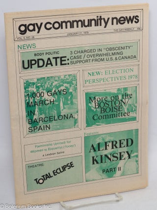 Cat.No: 313720 GCN: Gay Community News; the gay weekly; vol. 5, #28, January 21, 1978:...