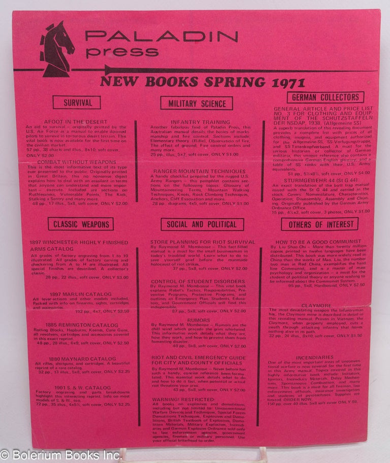 Cat.No: 313752 Paladin Press, news books, spring 1971