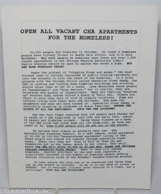 Cat.No: 313858 Open all vacant CHA apartments for the homeless! [handbill