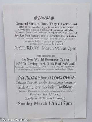 Cat.No: 313943 Canada - general strike rock Tory government // St. Patrick's Day...