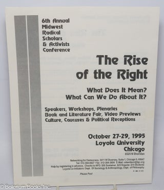 Cat.No: 313945 The rise of the right. What does it mean? What can we do about it? 6th...