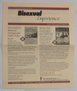 Cat.No: 314012 New & Important Books on the Bisexual Experience from the Haworth...