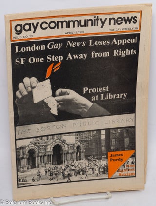 Cat.No: 314037 GCN: Gay Community News; the gay weekly; vol. 5, #39, April 15, 1978: SF...