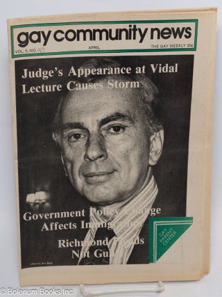 Cat.No: 314039 GCN: Gay Community News; the gay weekly; vol. 5, #40, April 22, 1978:...