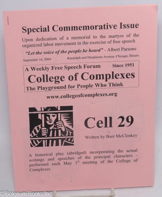 Cat.No: 314309 Special Commemorative Issue; College of Complexes. Cell 29, written by...