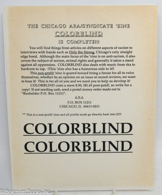 Cat.No: 314463 The Chicago ARA/Syndicate 'Zine Colorblind is complete!! [handbill
