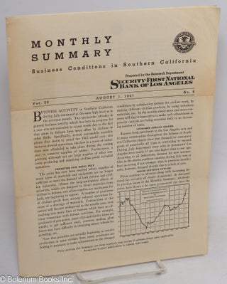 Cat.No: 314685 Monthly Summary - Business Conditions in Southern California. Vol. 20 No....