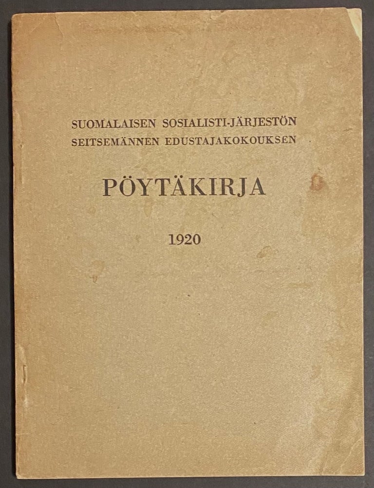Cat.No: 314690 Suomalaisen Sosialisti-j&auml;rjest&ouml;n seitsmannen Edustajakokouksen. P&ouml;yt&auml;kirja.