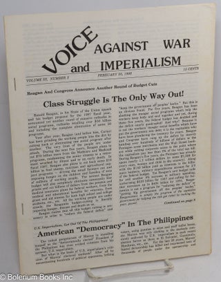 Cat.No: 314838 Voice against war and imperialism; vol. 3, no. 2 (February 20, 1986