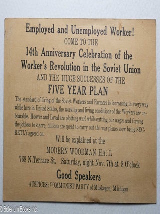Cat.No: 315025 Employed and Unemployed Worker! Come to the 14th Anniversary Celebration...