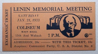 Cat.No: 315045 Lenin Memorial Meeting, Saturday Jan. 21, 1933 - Coliseum Main Hall, 15th...