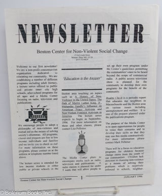 Cat.No: 315067 Newsletter: Boston Center for Non-Violent Social Change; January 1996