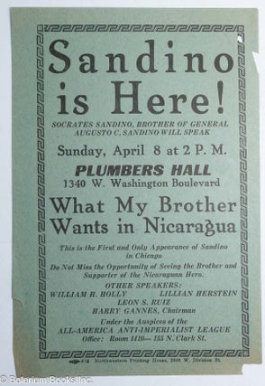 Cat.No: 315082 Sandino is here! Socrates Sandino, Brother of General Augusto C. Sandino...