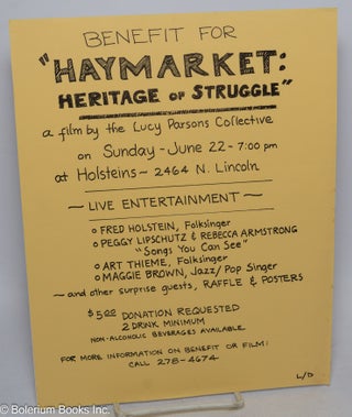 Cat.No: 315264 Benefit for "Haymarket: heritage of struggle" a film by the Lucy Parsons...