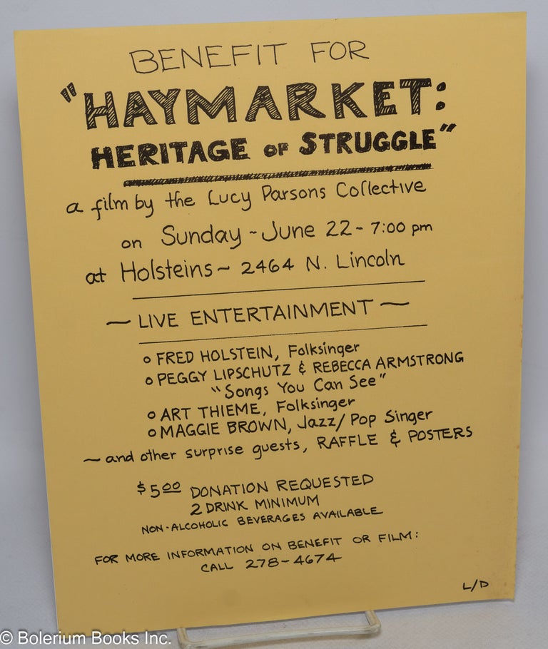 Cat.No: 315264 Benefit for "Haymarket: heritage of struggle" a film by the
