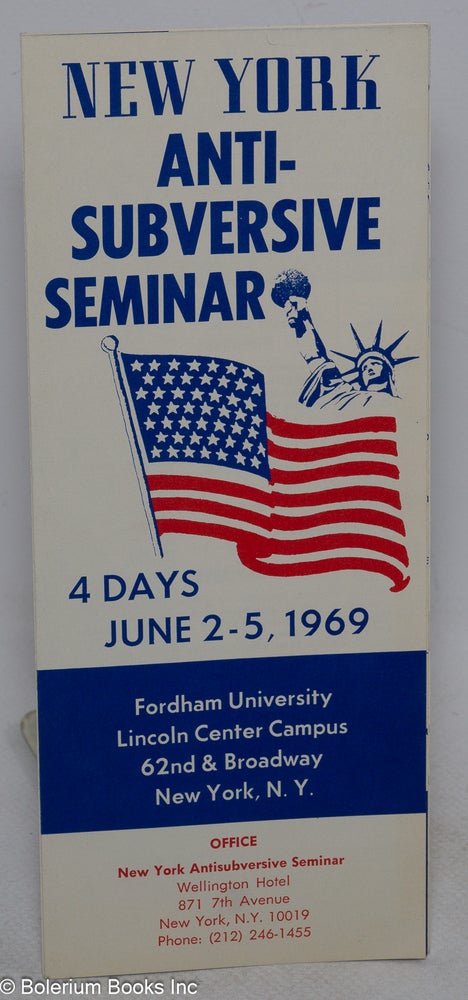 Cat.No: 315358 New York Anti-Subversive Seminar, 4 Days, June 2-5, 1969