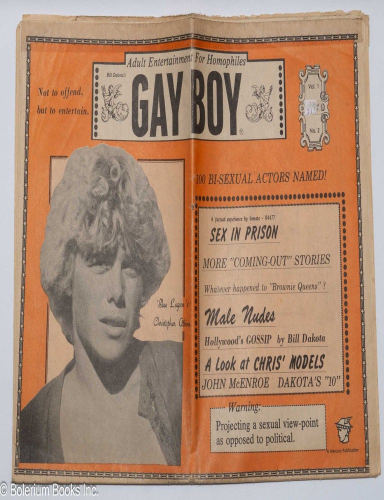 Gayboy aka Gay Boy adult entertainment for homophiles; vol. 1, #2: Blue  Lagoon's Christopher Atkins | Bill Dakota, Christopher Atkins publisher,  James Dean