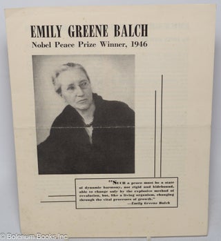 Cat.No: 315643 Emily Greene Balch, Nobel Peace Prize Winner, 1946. Emily Greene Balch