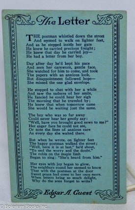 Cat.No: 315862 The letter. Edgar A. Guest