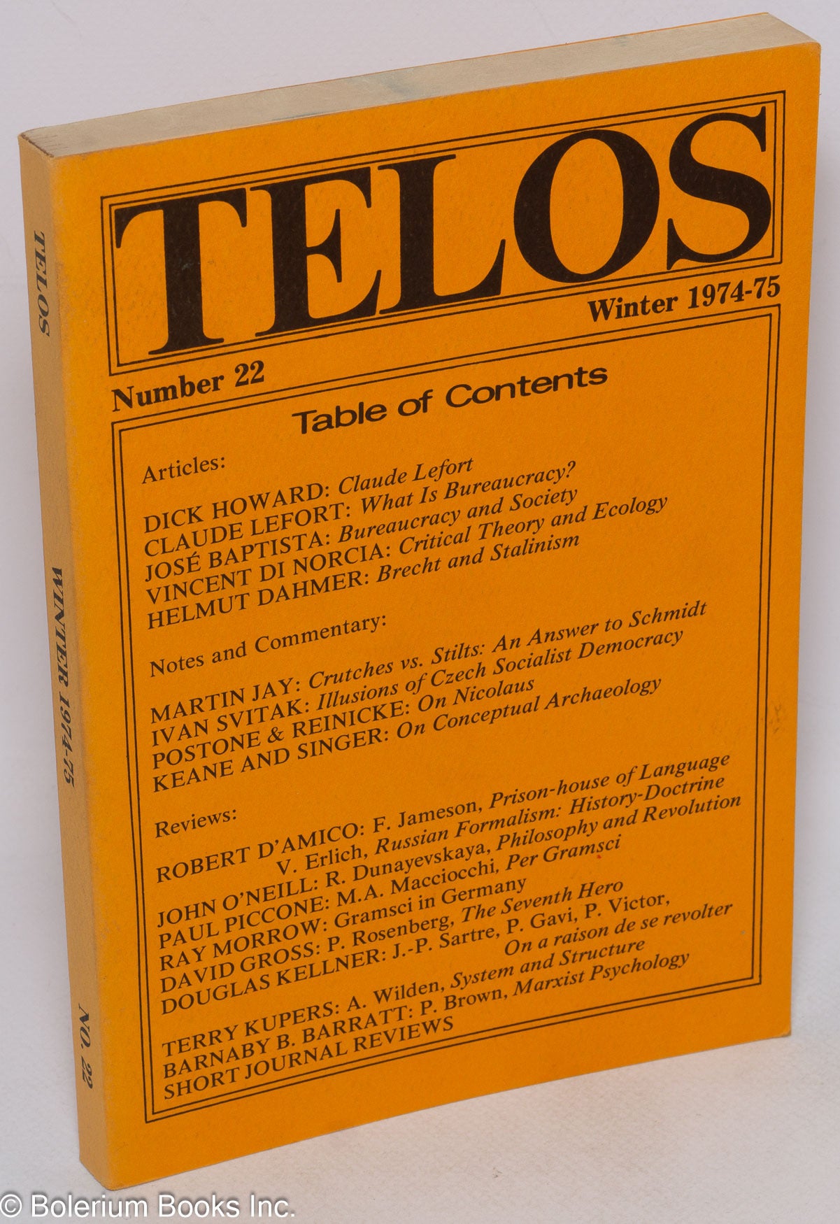 Telos Journal Telos: no. 22, Winter 1974-75 | Paul Piccone, ed